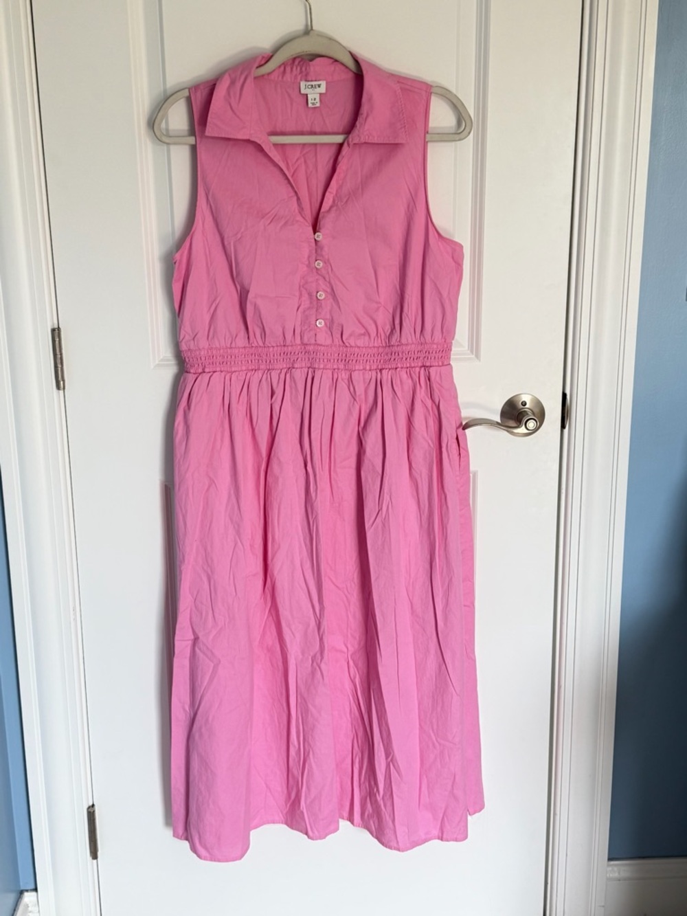 J. Crew Women's Pink Sleeveless Collared Midi Dress Size 12 39708 - Picture 3 of 12